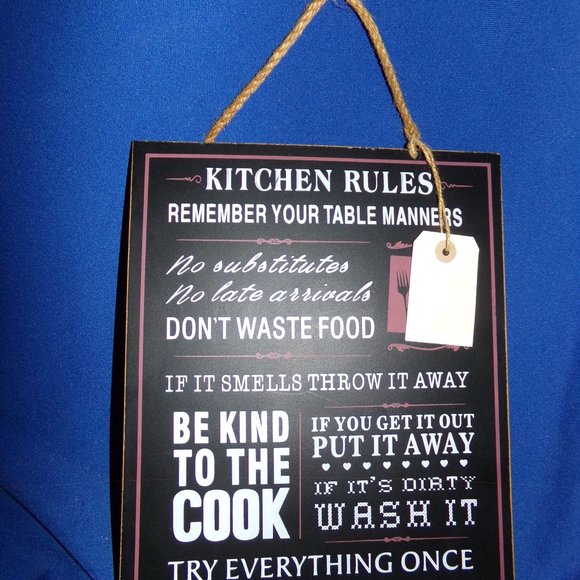 Vintage Kitchen Rules Painted Pressboard Sign by Lone Elm Studios - Picture 2 of 6